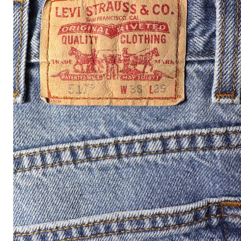 Levis 517 Bootcut Jeans Mens 38x29 Light Wash Blue Denim 100% Cotton 517-0216